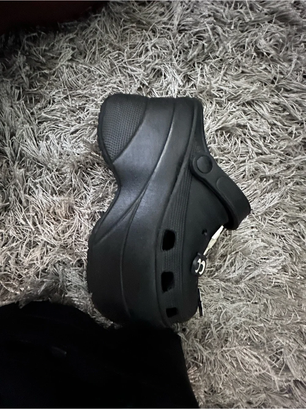Black Platform Slip-On Clog with Decorative Charms